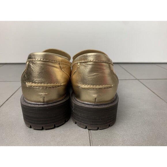 Sam Edelman Kids Tully Mini Metalic Gold  Loafers 3M Preowned Black Platform Gir - Picture 4 of 6